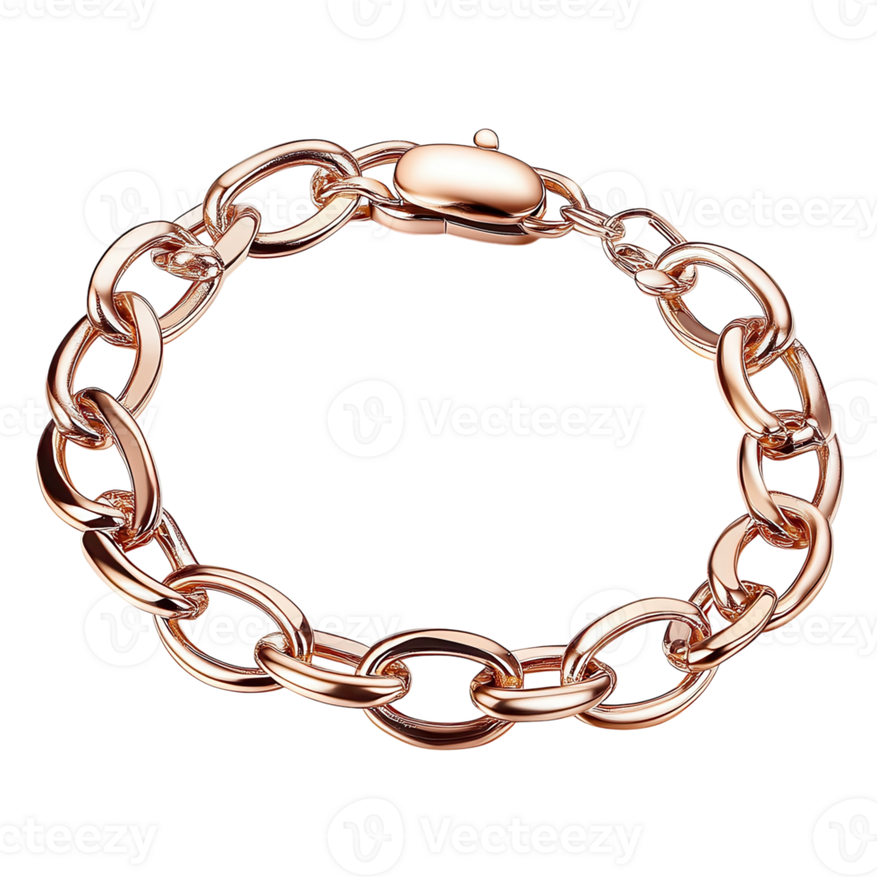 Elegant Rose Gold Bracelet Chain on transparent background. png