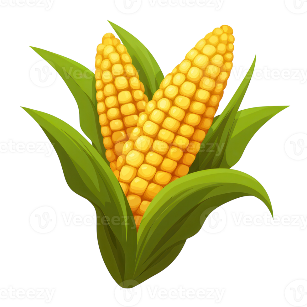 Fresh Corn Cobs Isolated Background on transparent background. png