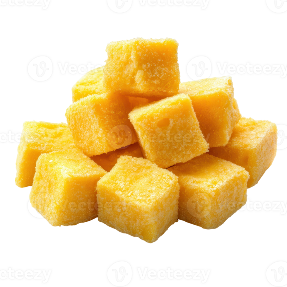 Fried Polenta Cubes Food Dish on transparent background. png