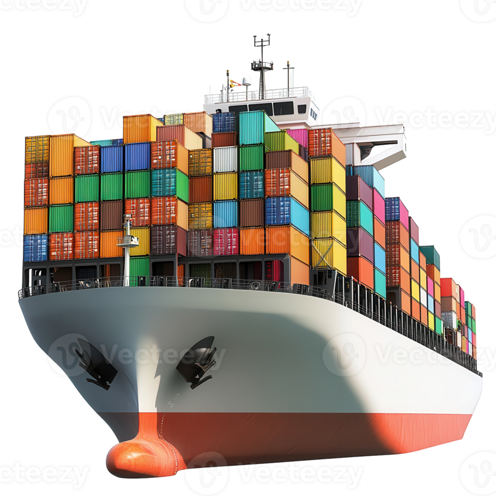 Cargo Ship Colorful Containers on transparent background. png