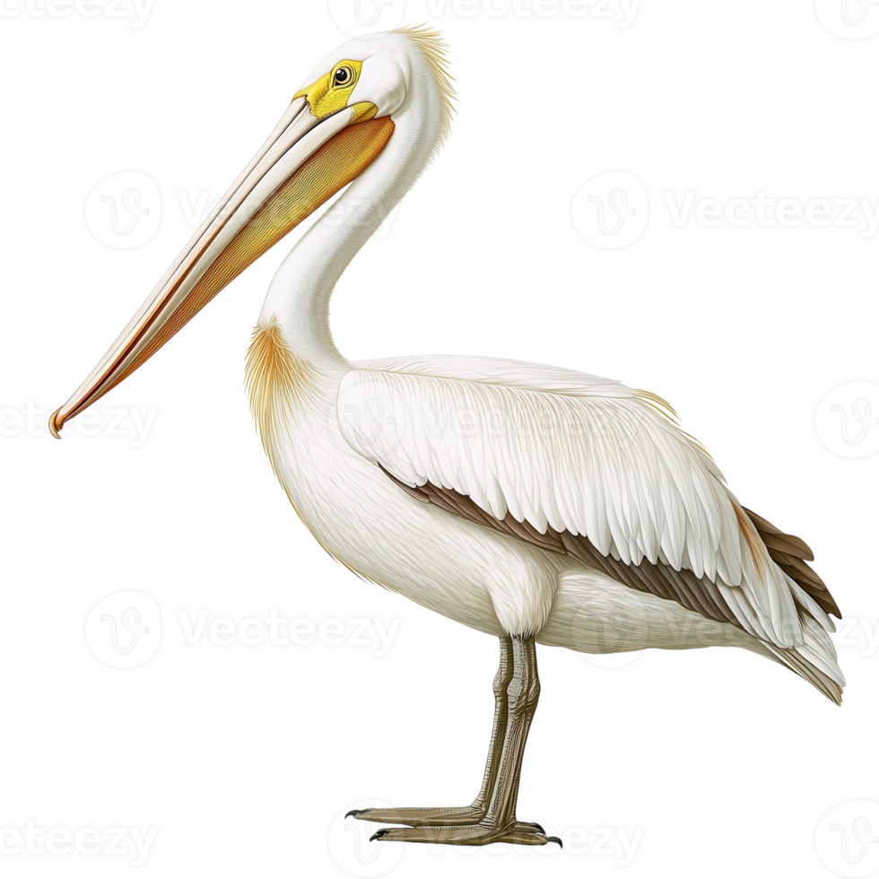 Graceful White Pelican in Nature on transparent background. png