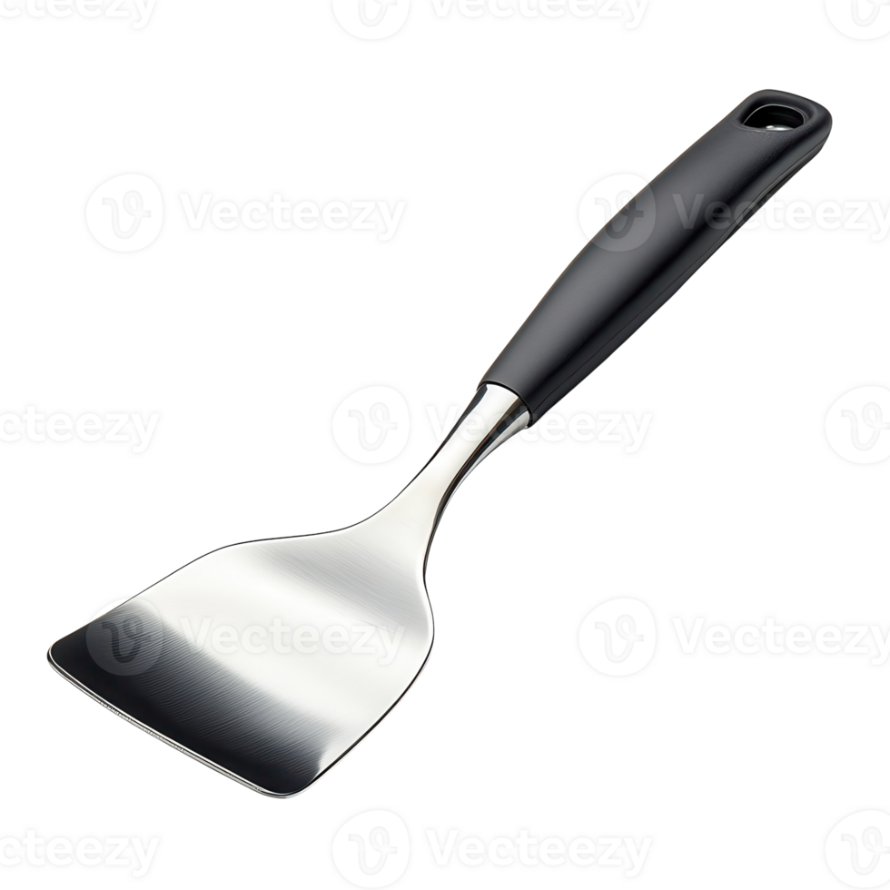 Sleek Stainless Steel Spatula on transparent background. png