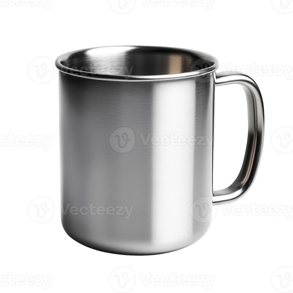 Steel Tourist Mug White Background on transparent background. png