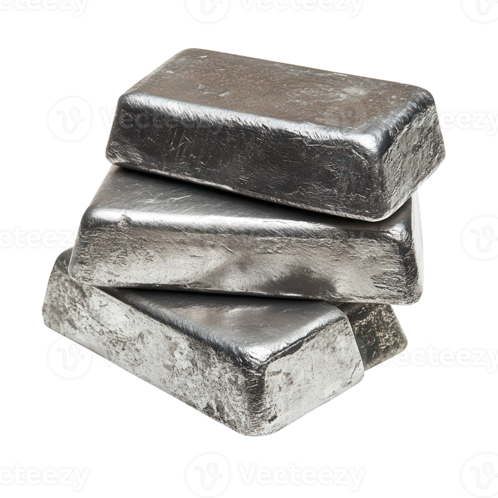 Polished Steel Ingots Industrial on transparent background. png