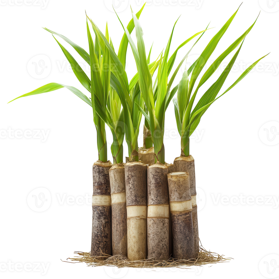 Sugarcane Plantation White Background on transparent background. png