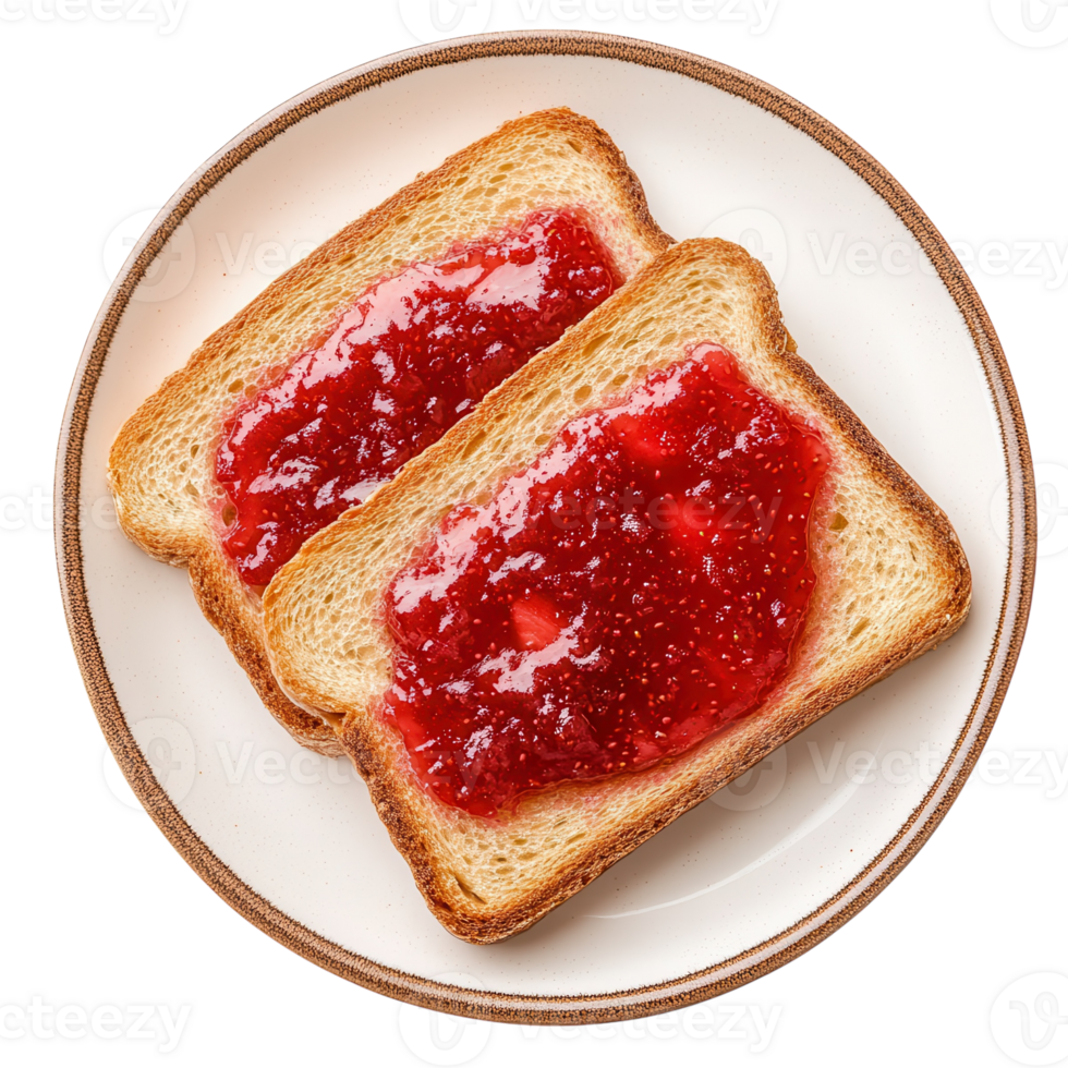 Delicious Strawberry Jam Toast on transparent background. png