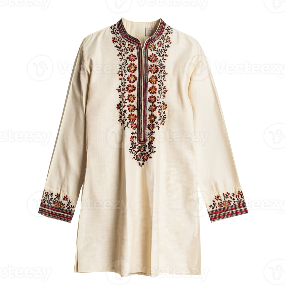 Embroidered Kurta Fashion Design on transparent background. png