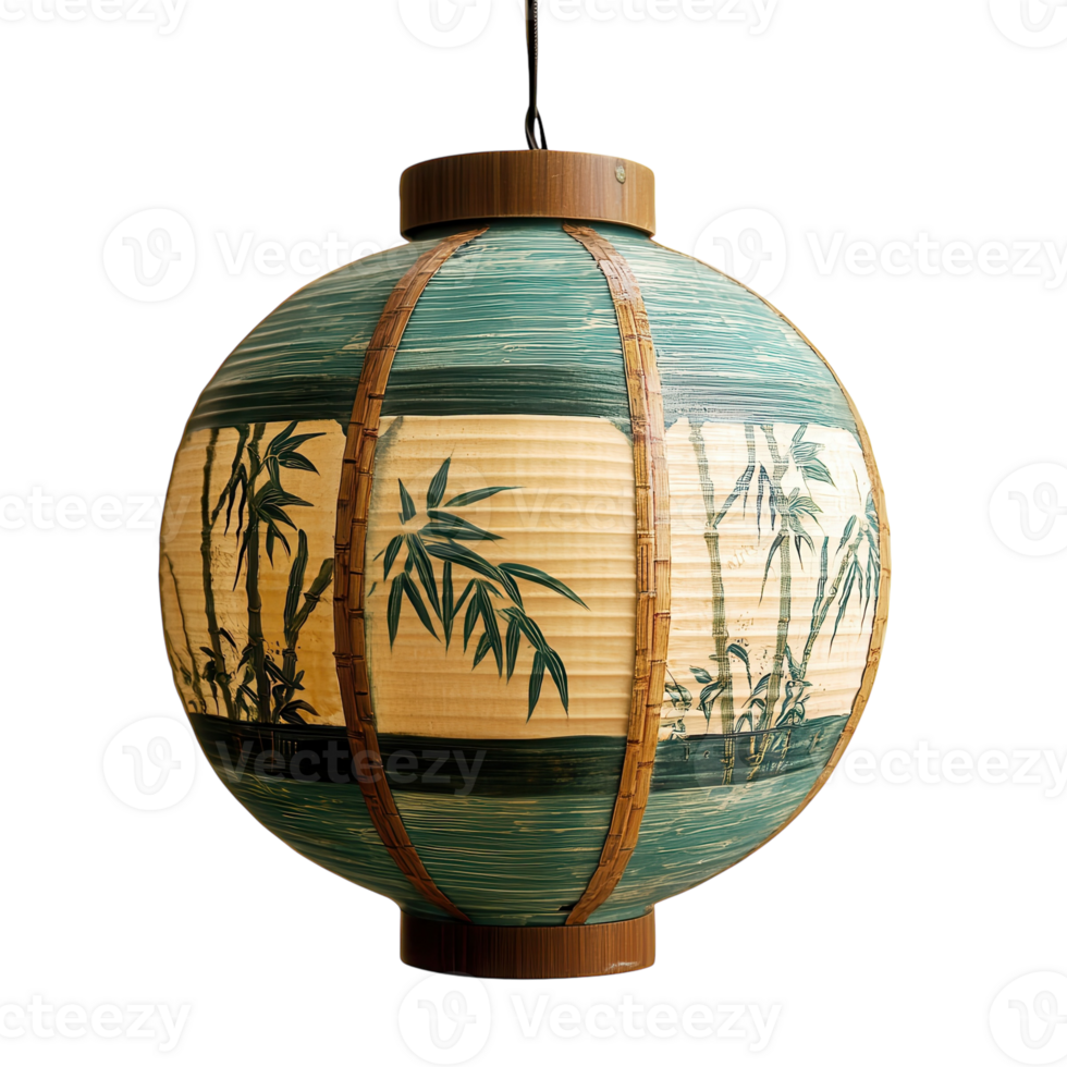 Bamboo Lantern Intricate Design on transparent background. png