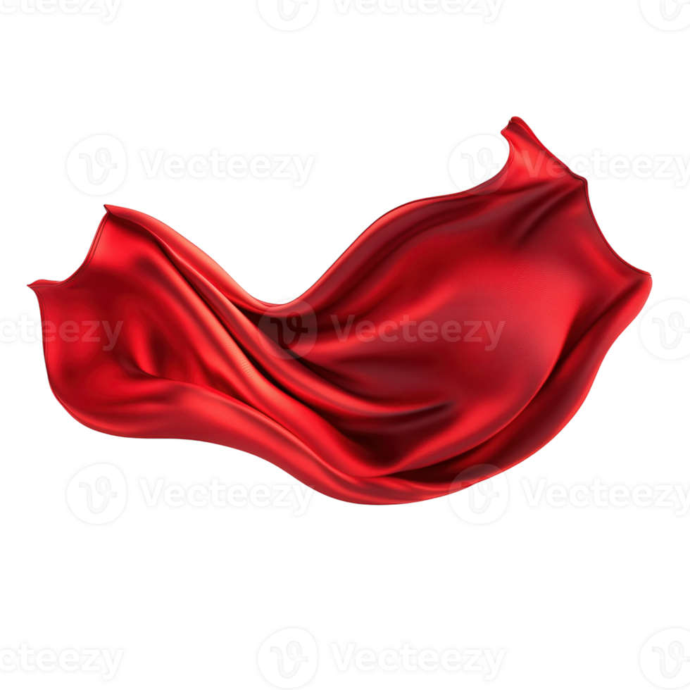 Red Silk Fabric Texture on transparent background. png