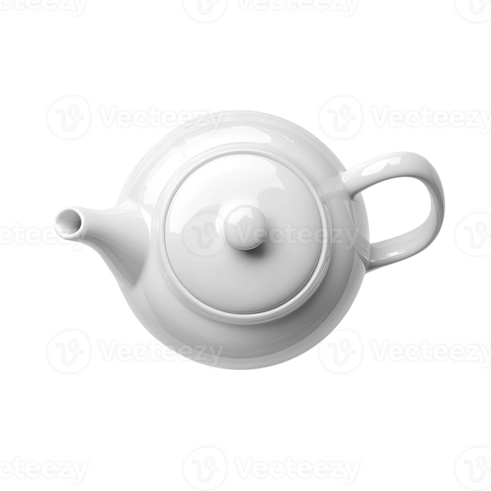 White Ceramic Teapot on Table on transparent background. png