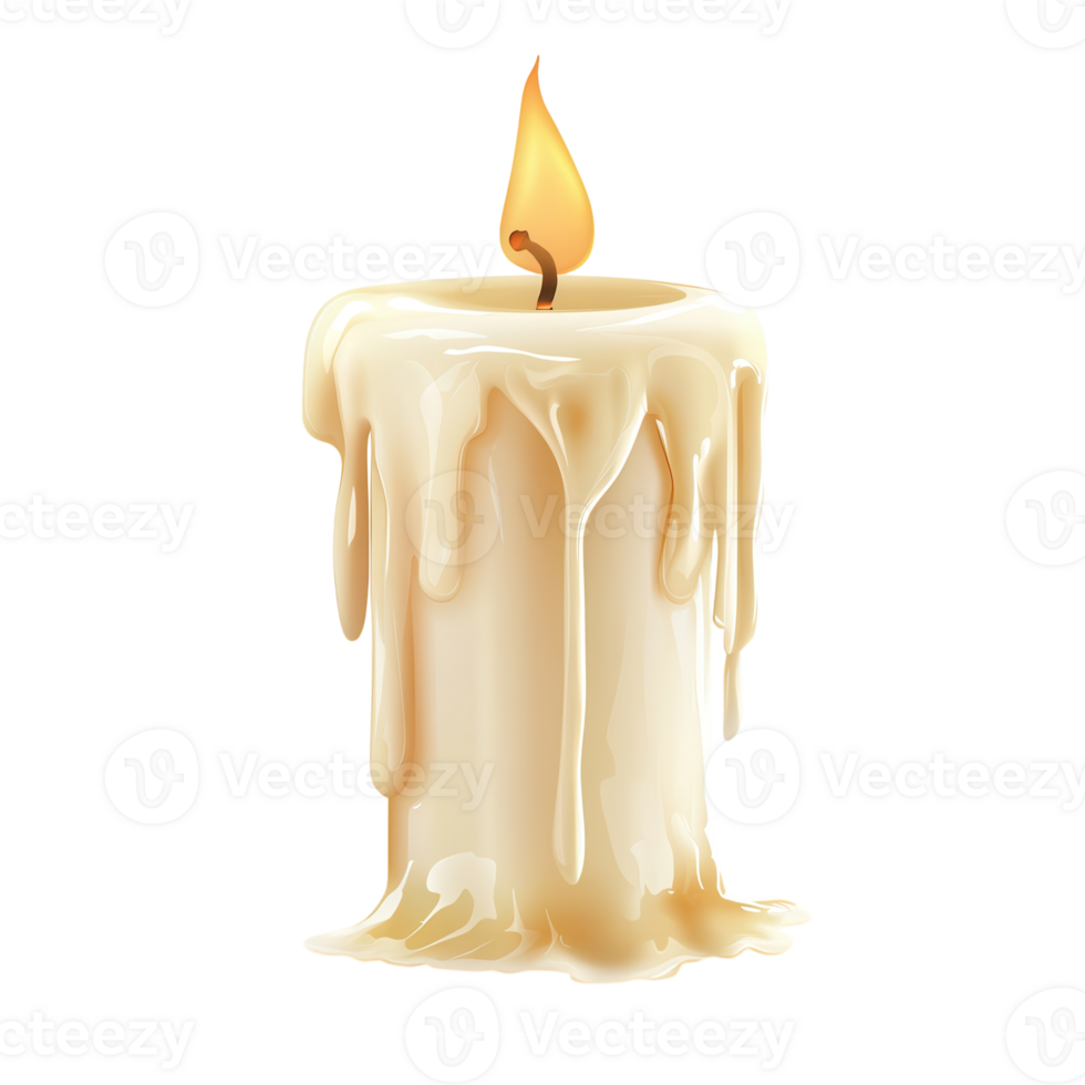 Melting Candle on Black Background on transparent background. png