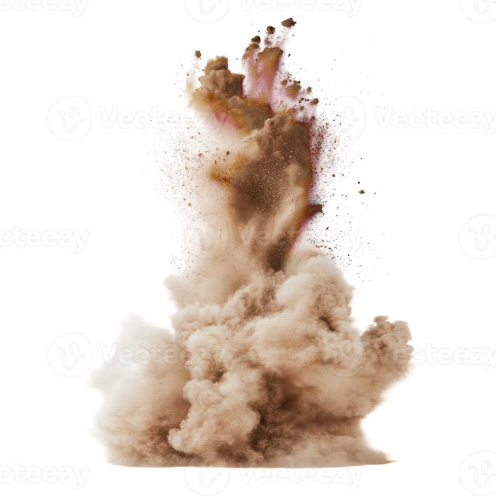 Sand Explosion Dusty Smoke Effect on transparent background. png