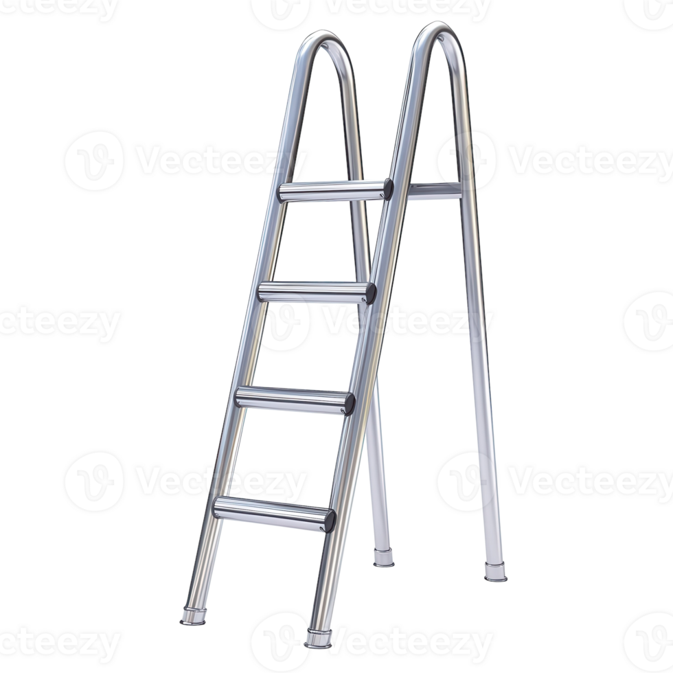 Luxury Pool Ladder Chrome on transparent background. png