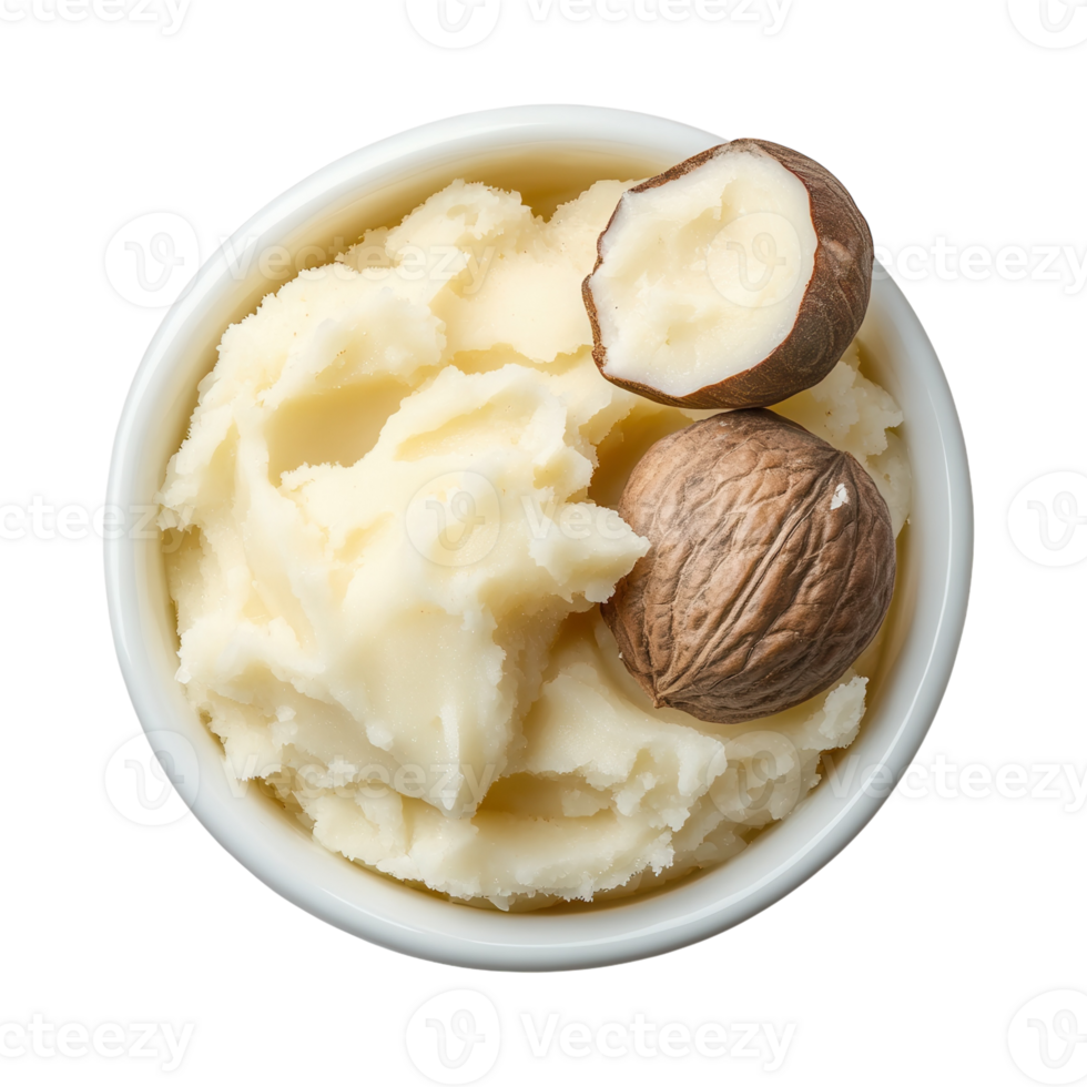 Shea Butter in White Bowl on transparent background. png