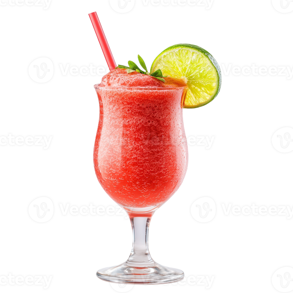 Strawberry Lime Slush Drink on transparent background. png