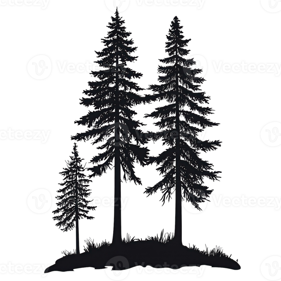 Majestic Pine Tree Silhouettes on transparent background. png