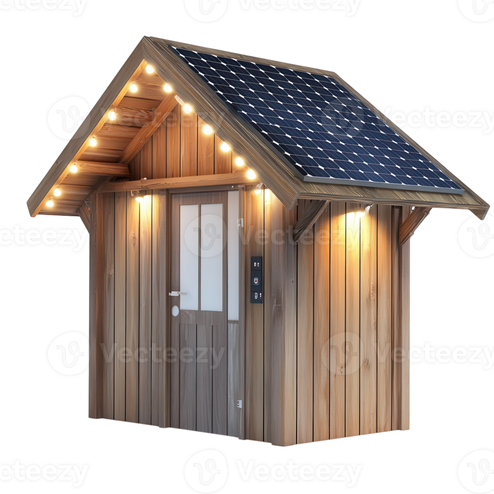 Compact Solar Shed Light Design on transparent background. png
