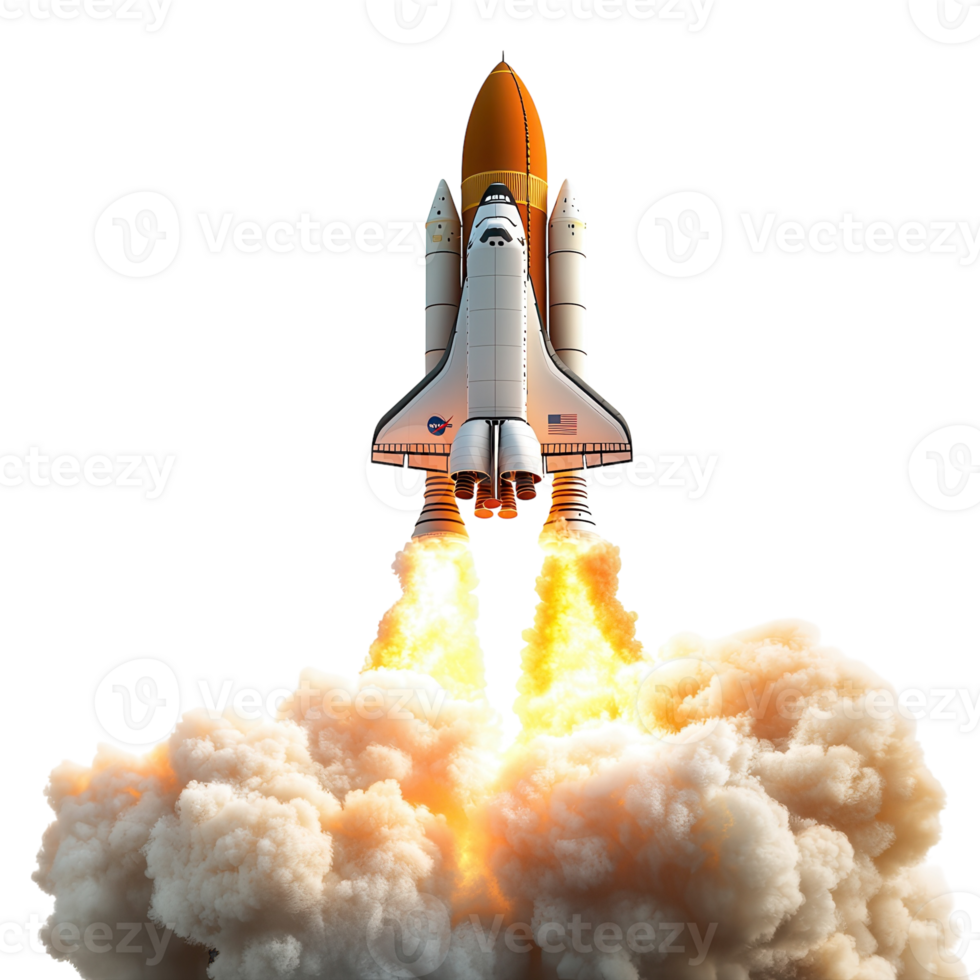 Space Shuttle Launch on transparent background. png