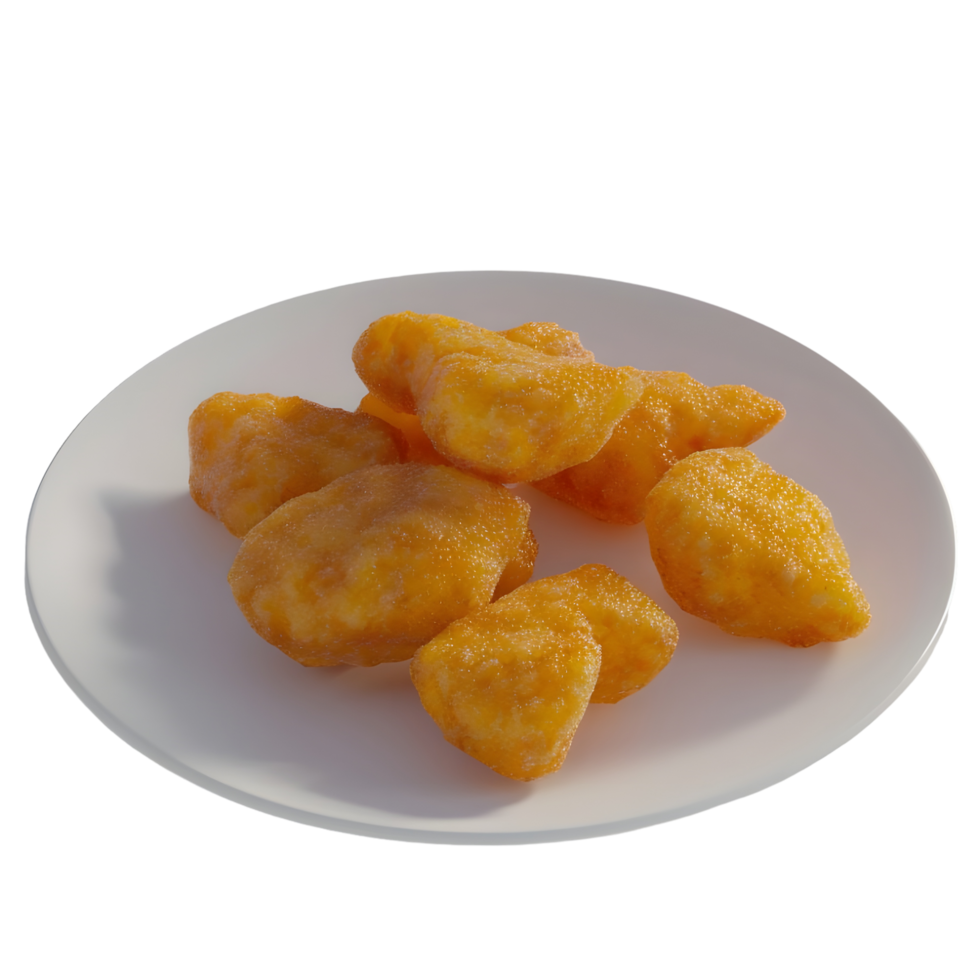 Crispy Fried Chicken Nuggets on a White Plate isolated on transparent background png