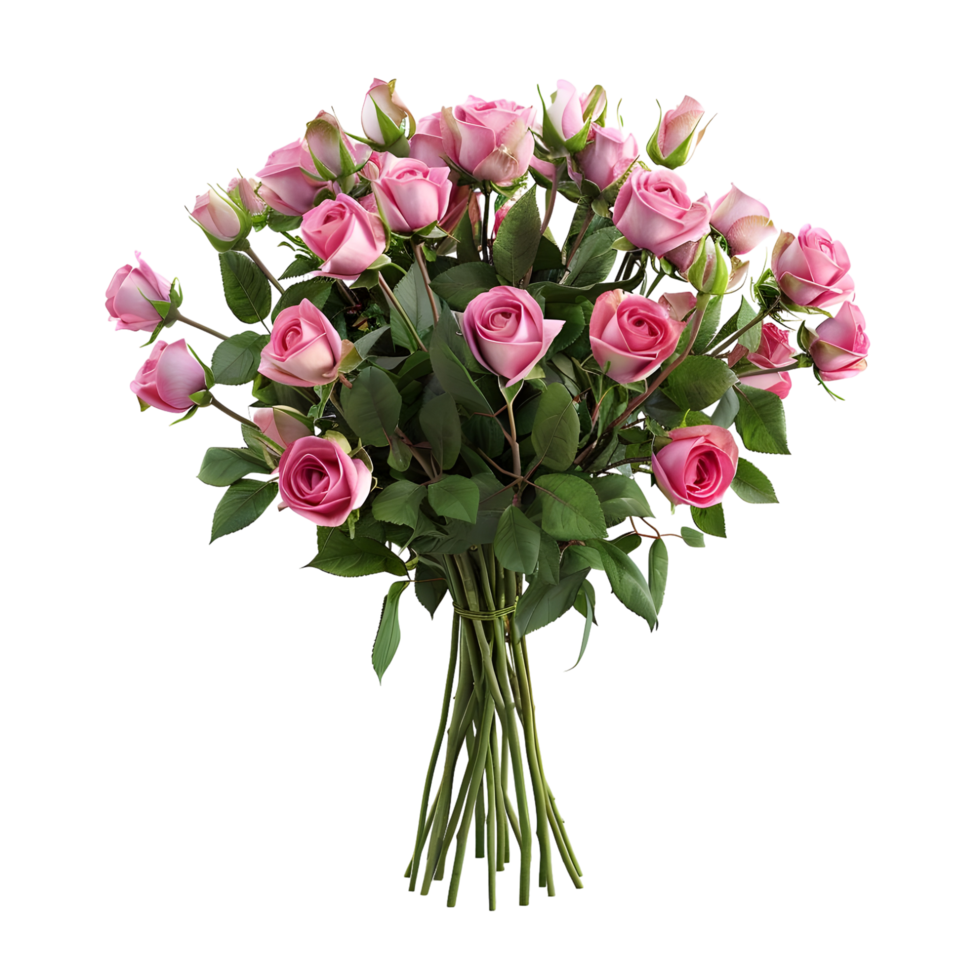 Bouquet of pink roses isolated on transparent background png