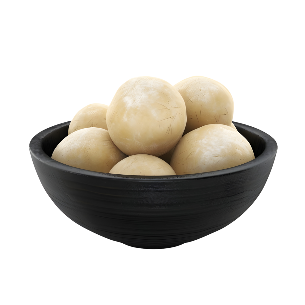 Dough Balls in a Black Bowl isolated on transparent background png