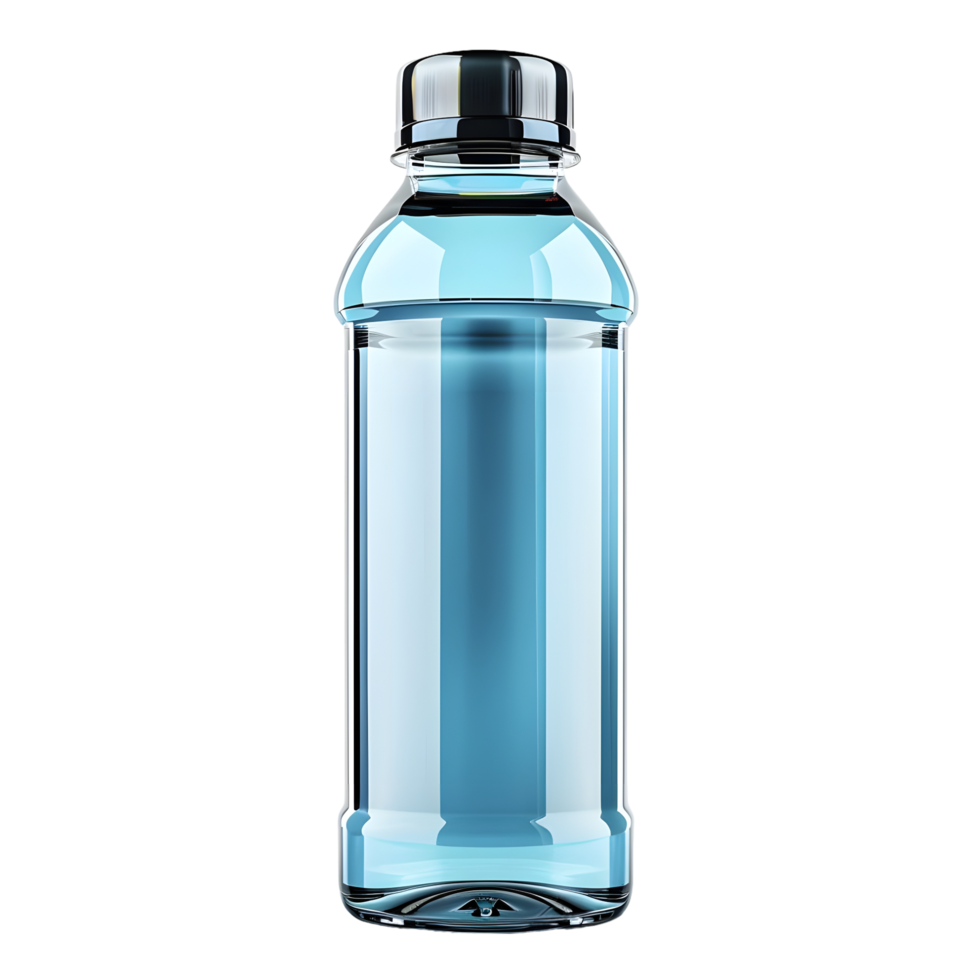 shiny blue water bottle isolated on transparent background png