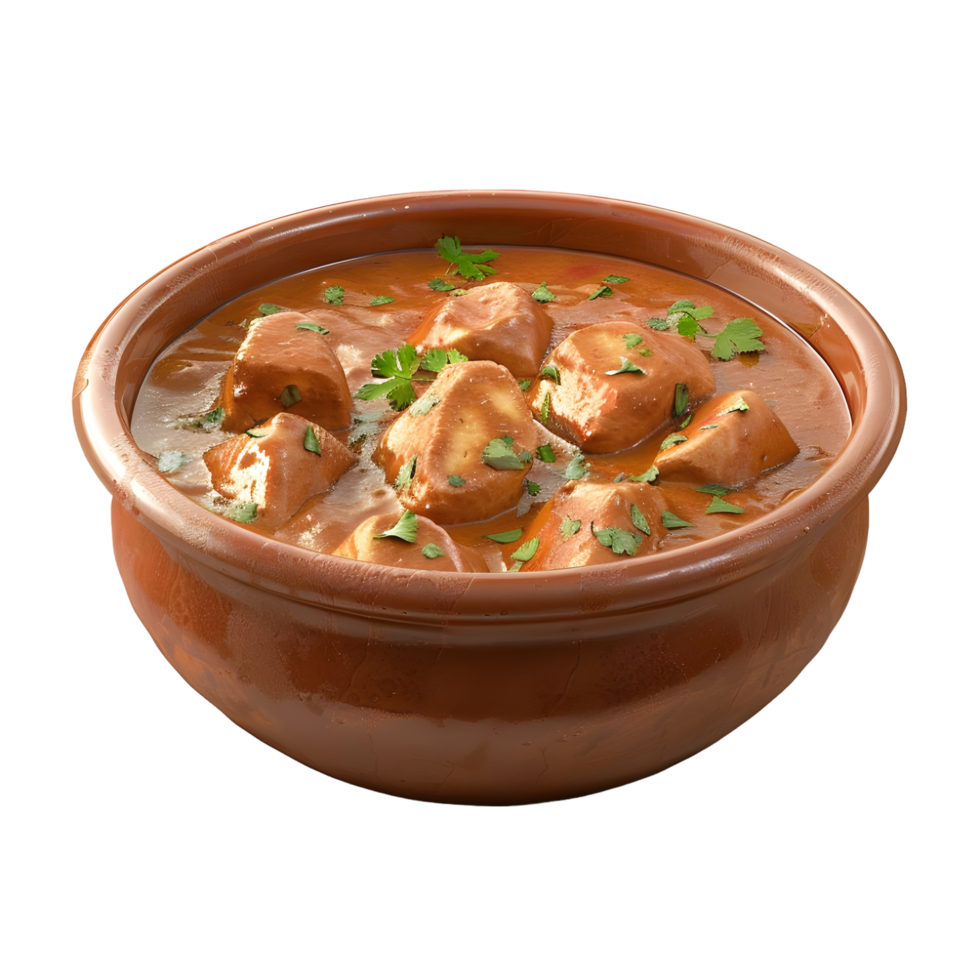 Traditional Indian lentil soup in a wooden bowl isolated on transparent background png
