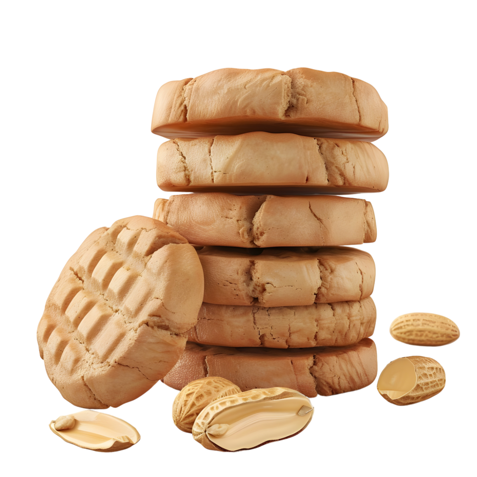 Crunchy homemade cookies stacked isolated on transparent background png
