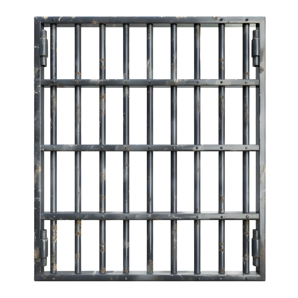 Iron jail cell door isolated on transparent background png