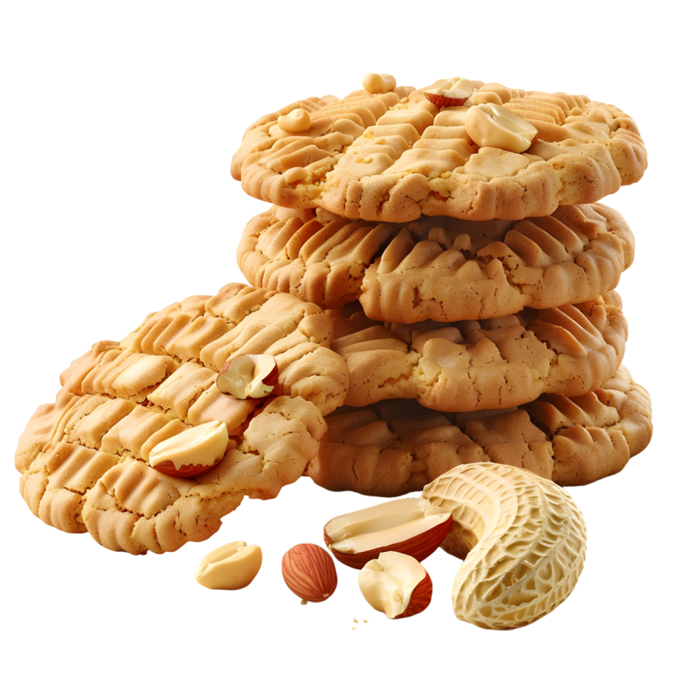 Freshly baked cookies with nuts isolated on transparent background png