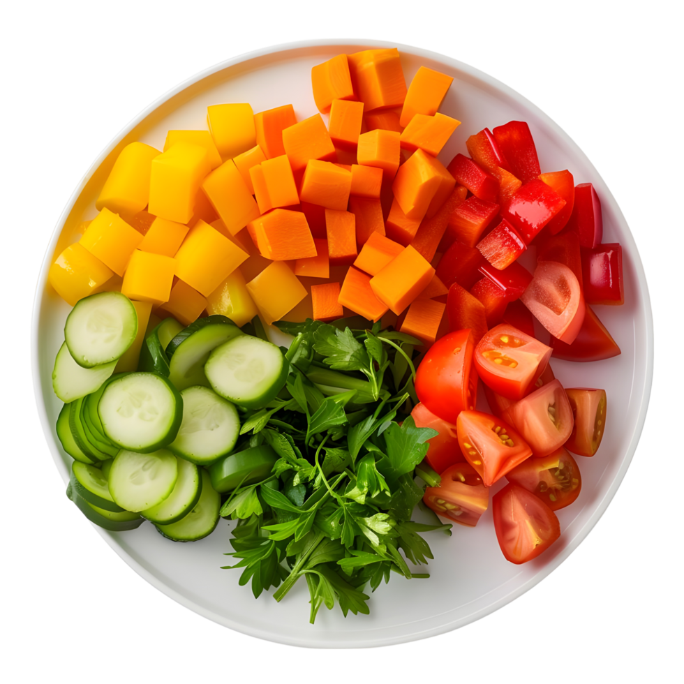 Fresh vegetable salad with colorful ingredients isolated on transparent background png