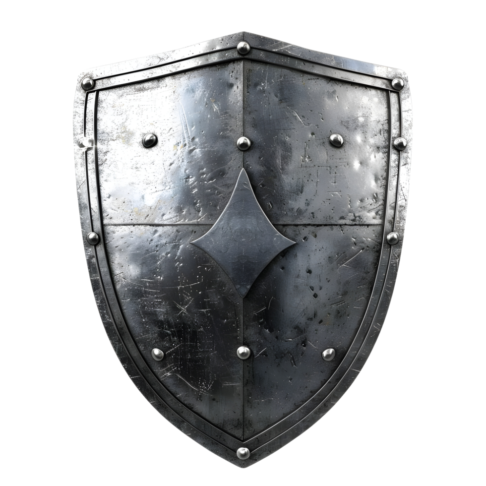 Medieval iron shield isolated on transparent background png