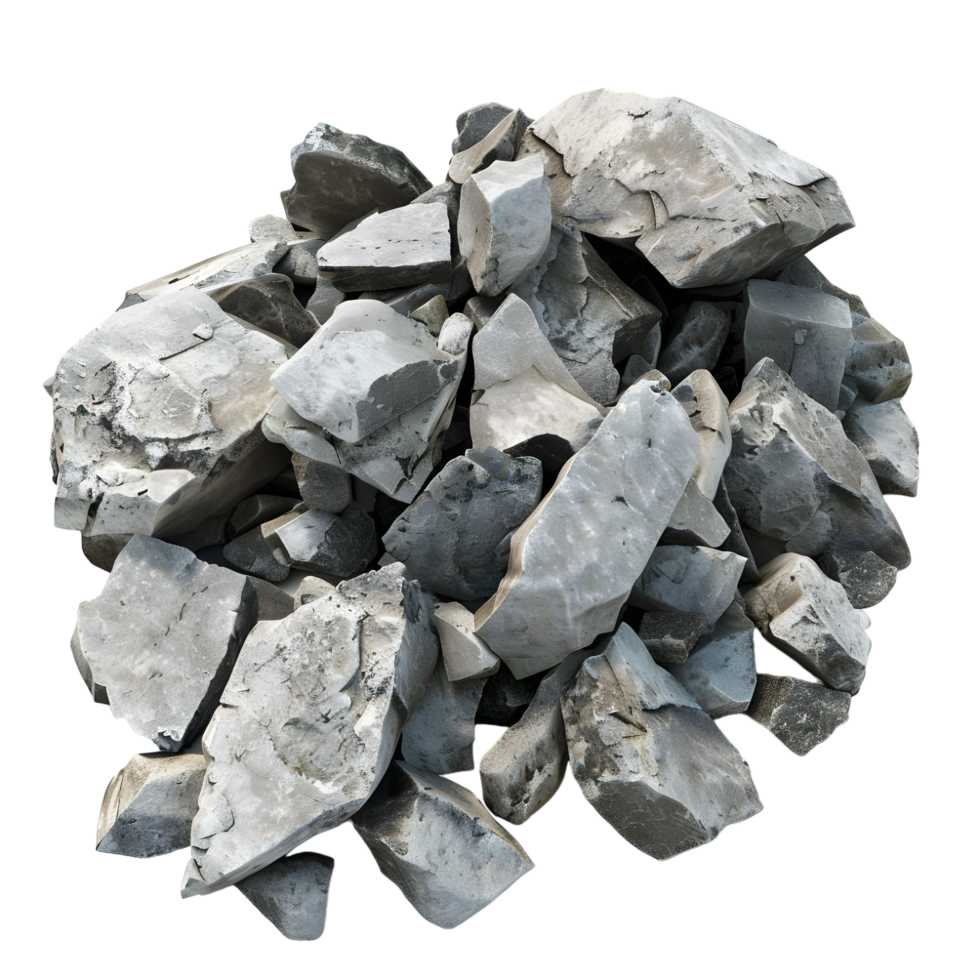 Close-up of a pile of grey rocks isolated on transparent background png