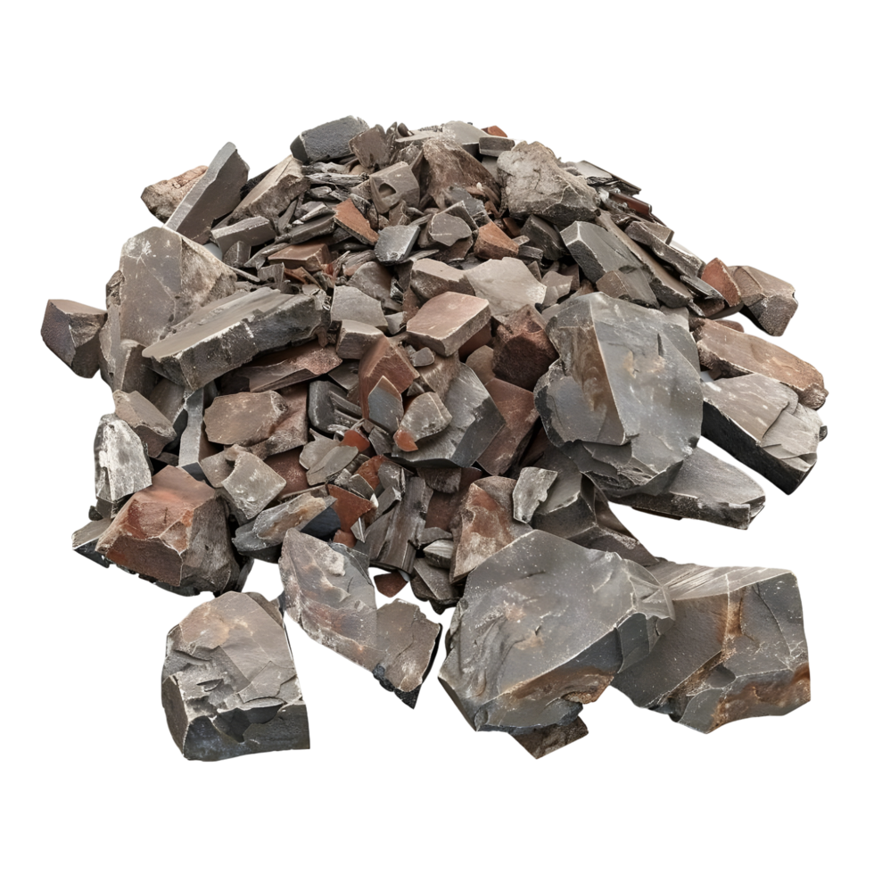 Pile of broken bricks and rocks isolated on transparent background png