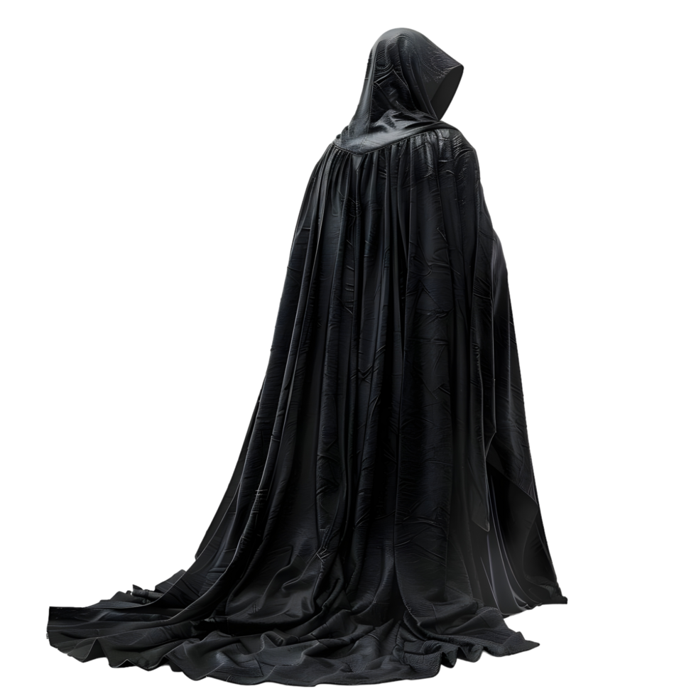 Black ghost cloak floating isolated on transparent background png