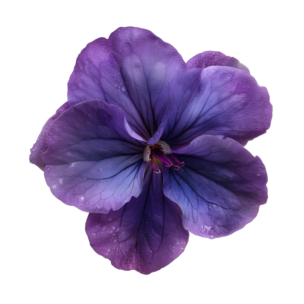 Macro Purple Flower with Water Droplets isolated on transparent background png
