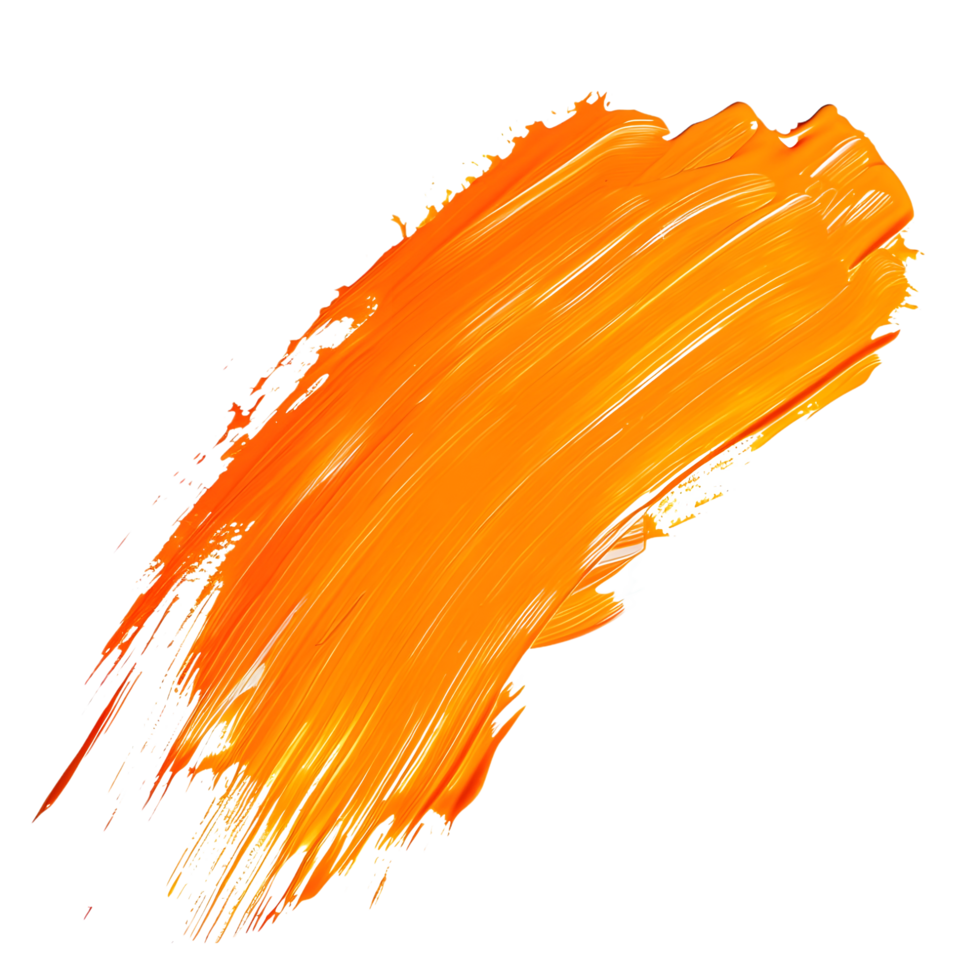 Bold orange brush stroke isolated on transparent background png