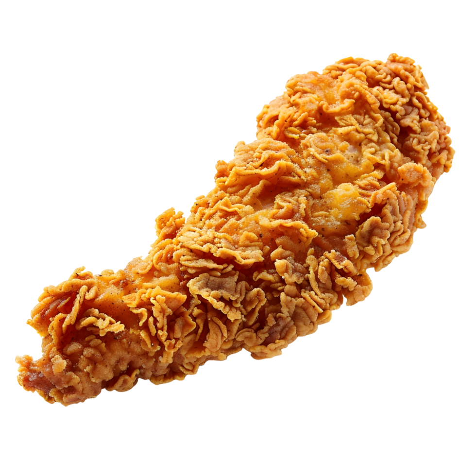 Crispy fried chicken tender isolated on transparent background png