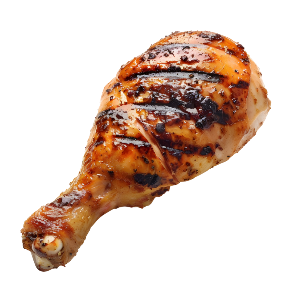 Grilled chicken leg isolated on transparent background png