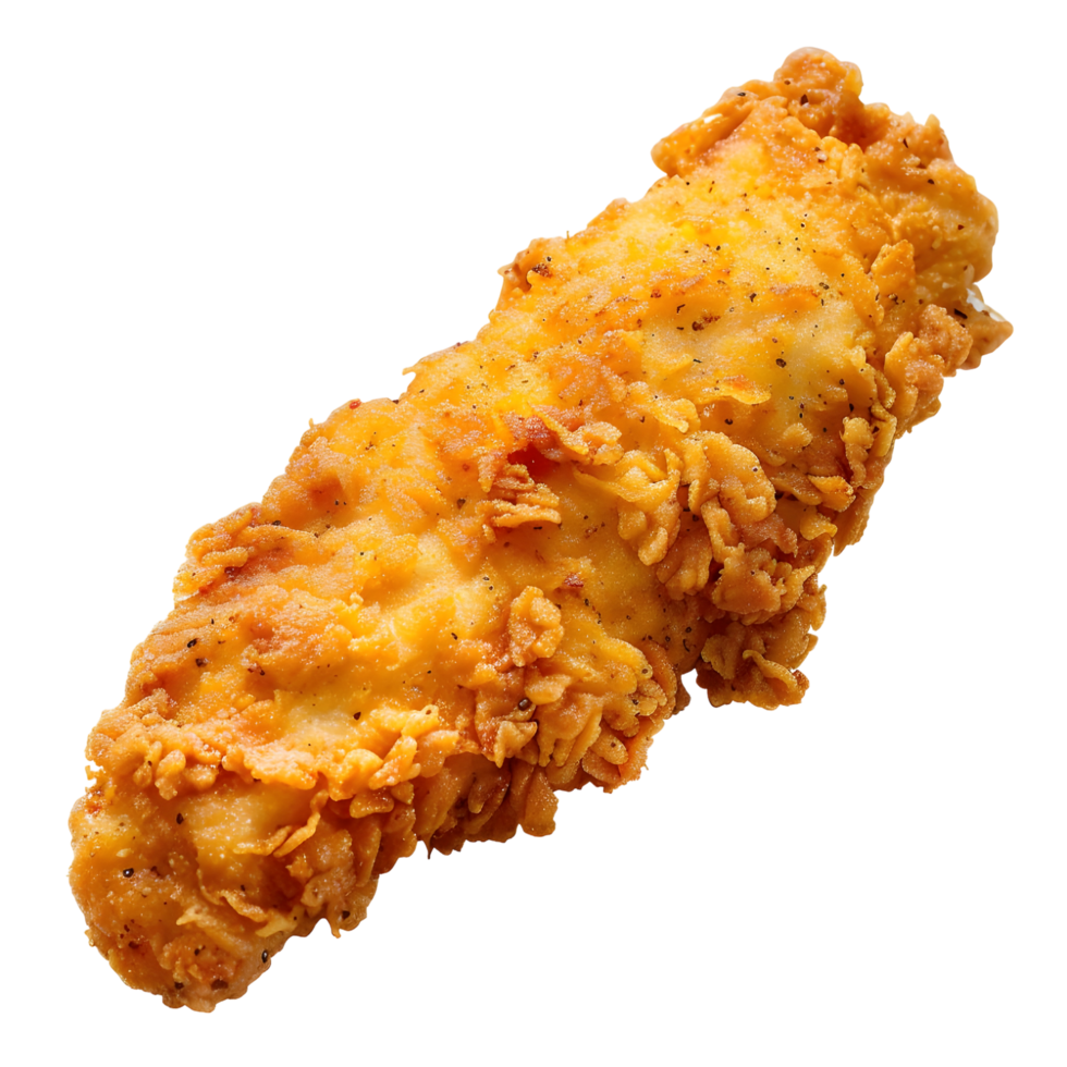 Crispy fried chicken breast isolated on transparent background png