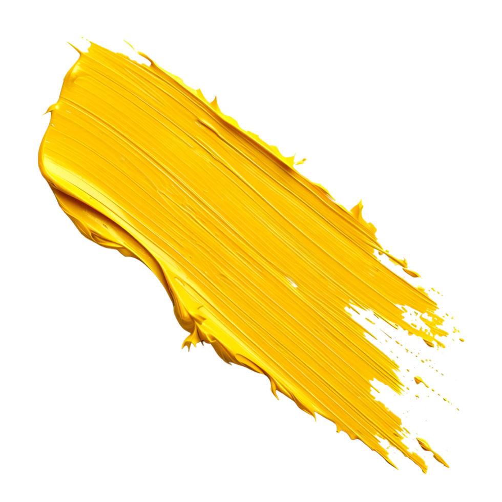 Bright yellow creamy paint smear with a smooth texture isolated on transparent background png