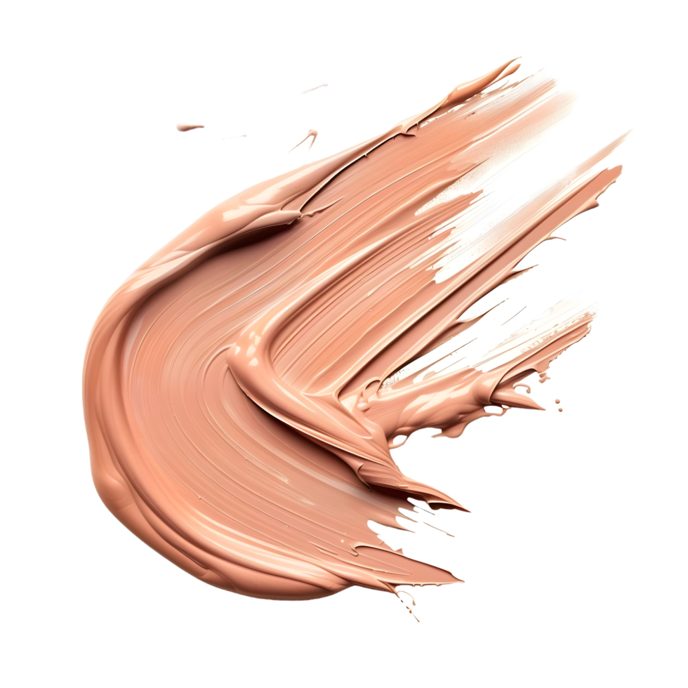 Creamy light brown foundation smear with smooth blend isolated on transparent background png