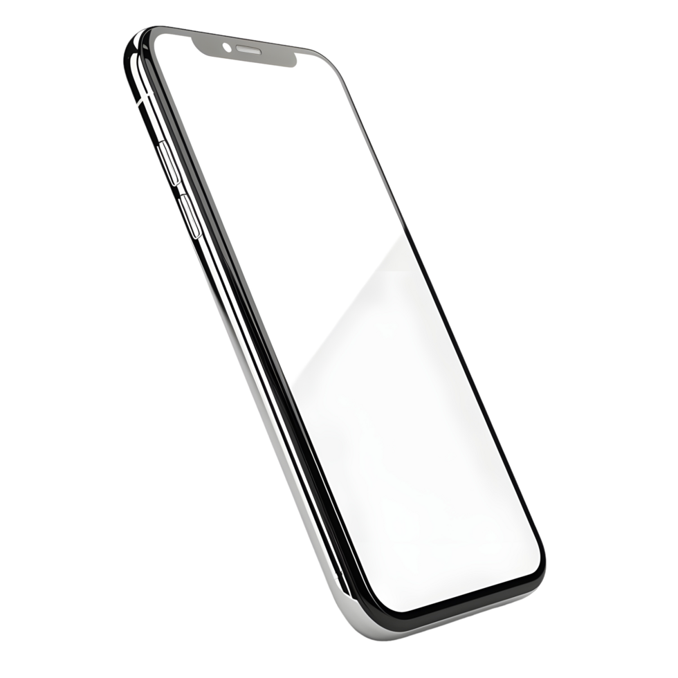 Modern Smartphone Mockup with White Screen isolated on transparent background png