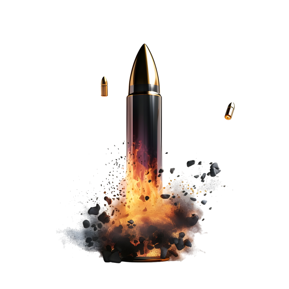 Bullet with Fire and Smoke isolated on transparent background png