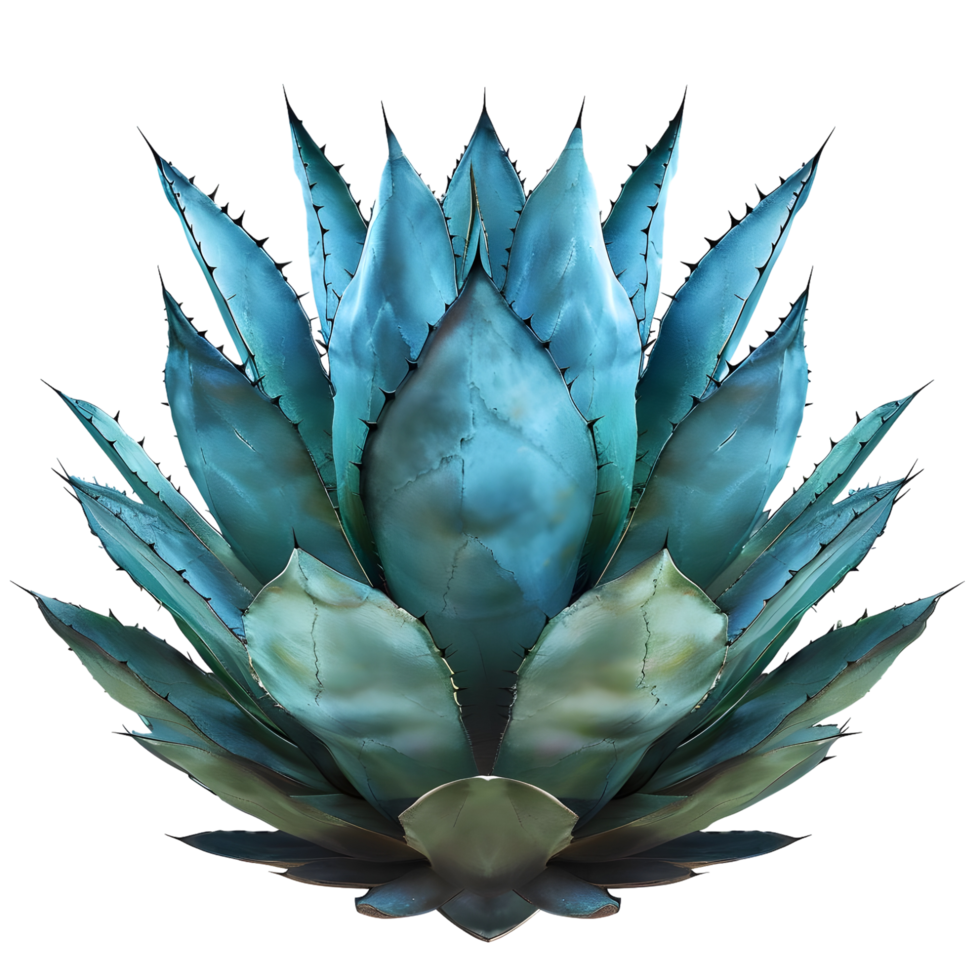 Spiky blue agave plant with thick fleshy leaves isolated on transparent background png
