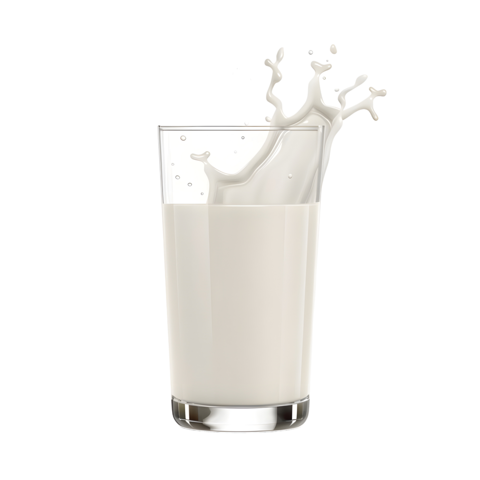 Classic tall glass of fresh milk with smooth surface and creamy texture isolated on transparent background png