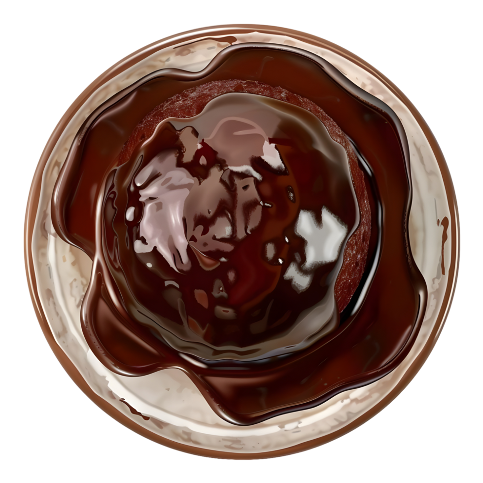 Smooth melted chocolate sauce forming a glossy swirl isolated on transparent background png
