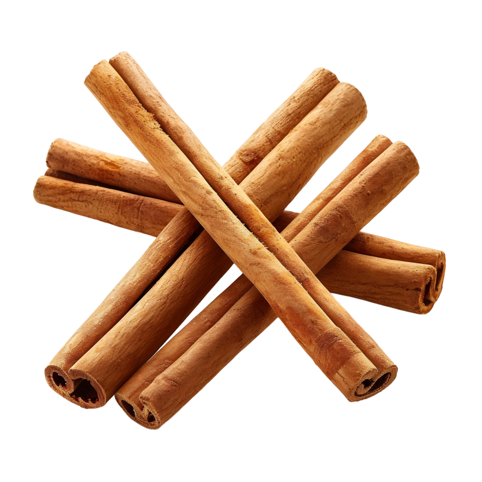 Fresh cinnamon sticks bundled together with a natural brown hue isolated on transparent background png