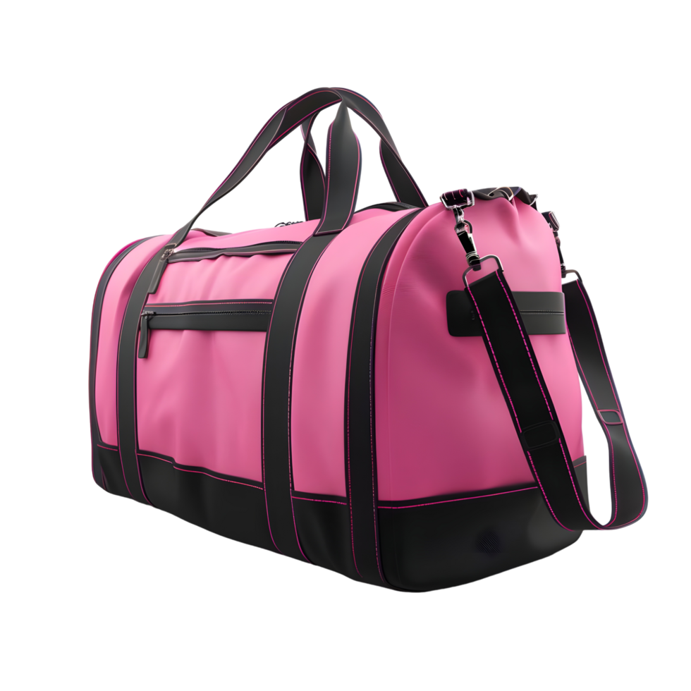 Pink and Black Sports Duffel Bag isolated on transparent background png