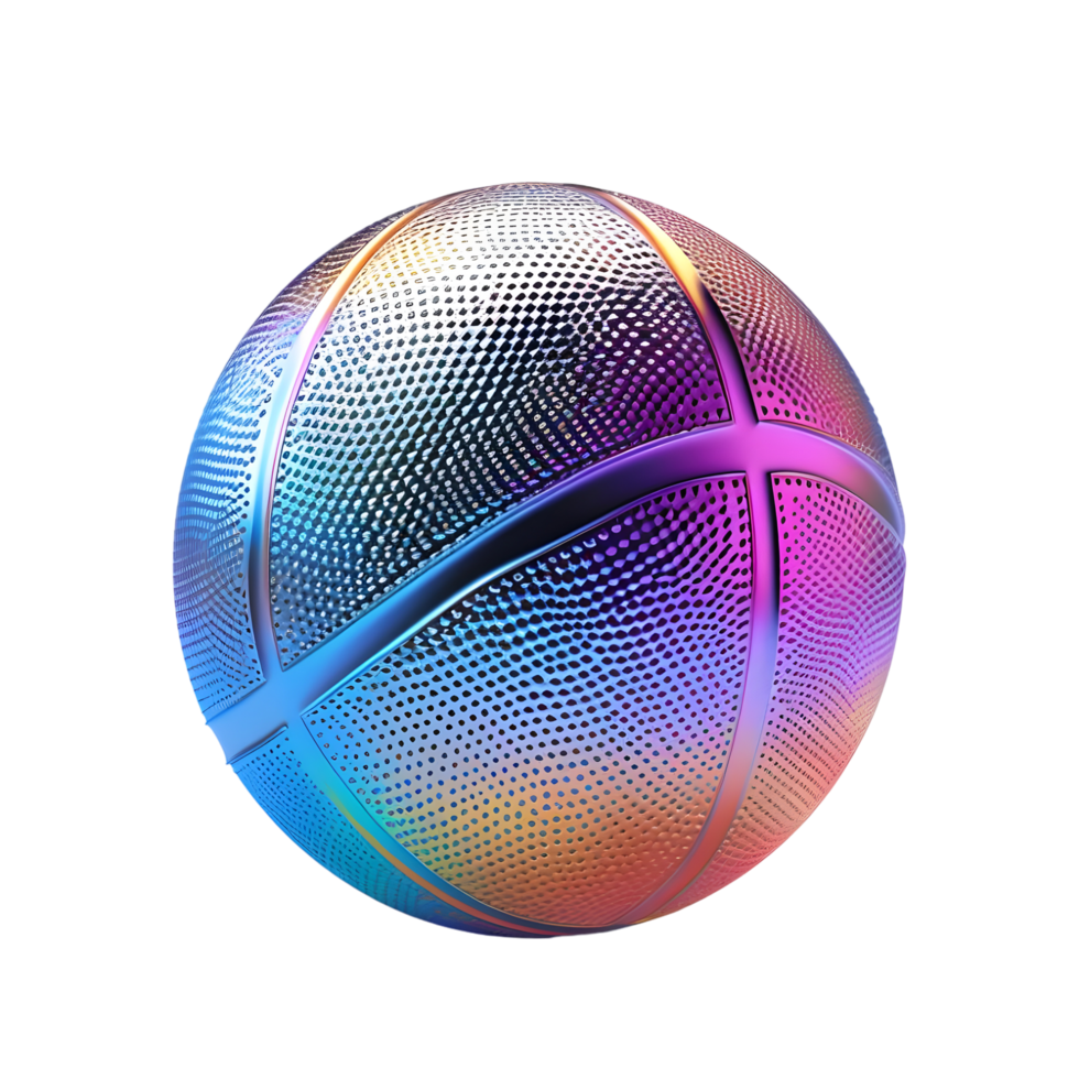 Iridescent futuristic sphere with a holographic gradient and smooth reflections isolated on transparent background png